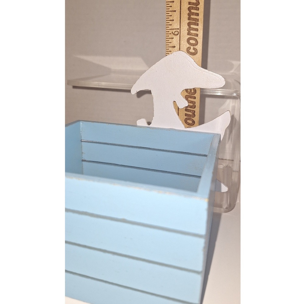 Vintage FTDA Blue Wood Goose Crate Planter Country Decor Storage Box 1980s - Picture 8 of 10